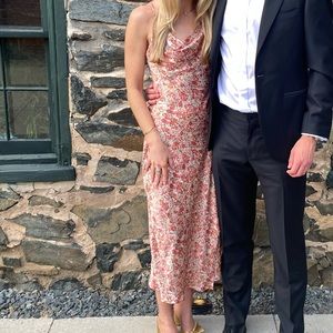 Floral cowel neck dress